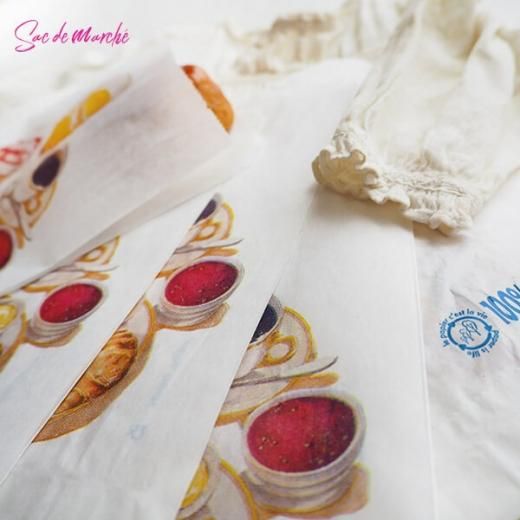 マルシェ袋 フランス 海外市場の紙袋（Petit dejeuner）5枚セット