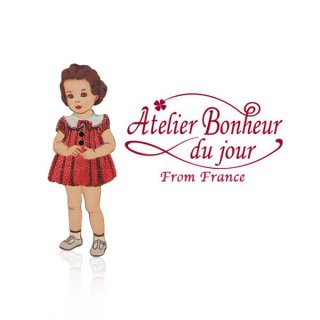 再入荷  フランス輸入ボタン アトリエ・ボヌール・ドゥ・ジュール【ドットワンピースの女の子】