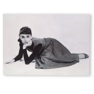 バレンタイデー＆ホワイトデー ギフト 贈り物 雑貨 フレンチ ポストカード オードリー・ヘップバーン ドット柄ワンピース （Audrey Hepburn）