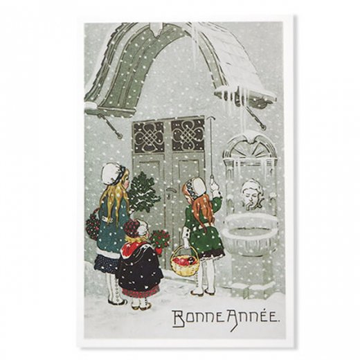 フランス クリスマス ポストカード 訪問 あけましておめでとう 年賀状 雪（Bonne Annee S）