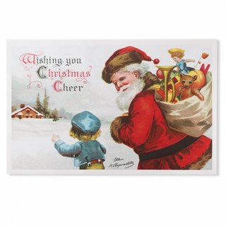 フランス クリスマス ポストカード 少年 プレゼント（wishing you Christmas cheer）- 海外 絵葉書 ・ 輸入雑貨  Zakka MiniMini