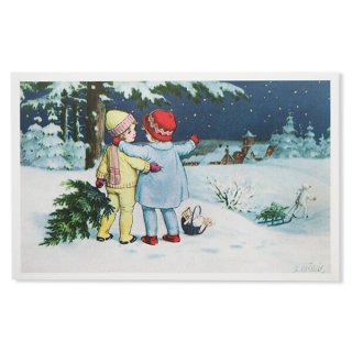 フランス クリスマス ポストカード もみの木 幼子（Toujours ensemble