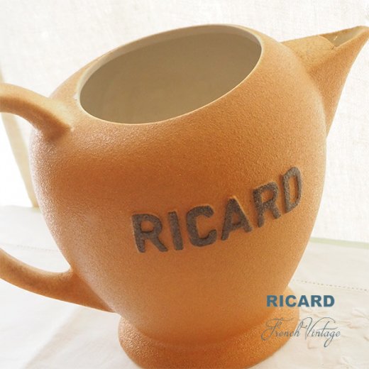 送料無料】1950年代 フランス アンティーク カフェ RICARD リカール ピッチャー 陶器 アドバタイジング 販促品 フレンチパブ