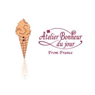 フランス輸入ボタン アトリエ・ボヌール・ドゥ・ジュール【アイス ソフトクリーム モカ】