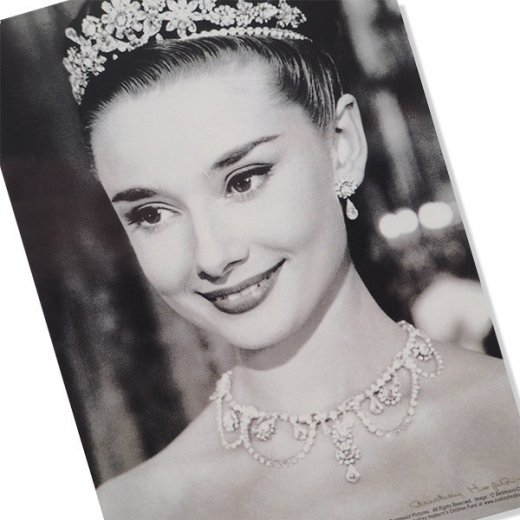 フレンチ ポストカード オードリー・ヘップバーン ティアラ ローマの休日 （Audrey Hepburn）
