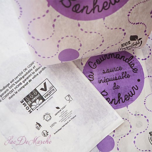 マルシェ袋 フランス 海外市場の紙袋（La gourmandise・Purple）５枚セット【画像7】