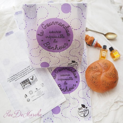 マルシェ袋 フランス 海外市場の紙袋（La gourmandise・Purple）５枚セット【画像8】