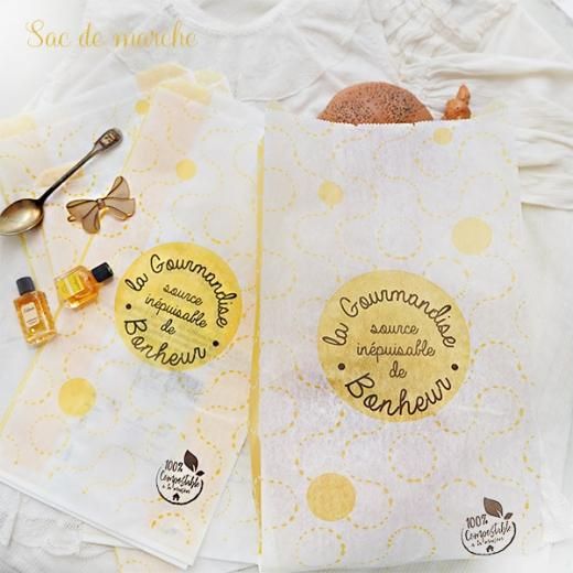マルシェ袋 フランス 海外市場の紙袋（La gourmandise・yellow