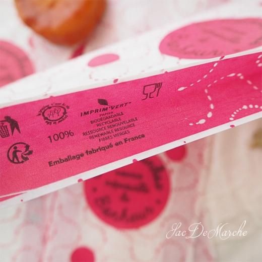 マルシェ袋 フランス 海外市場の紙袋 La Gourmandise Pink B ５枚セット