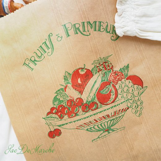 マルシェ袋 フランス 海外市場の紙袋（Fruits & Primeurs）５枚セット