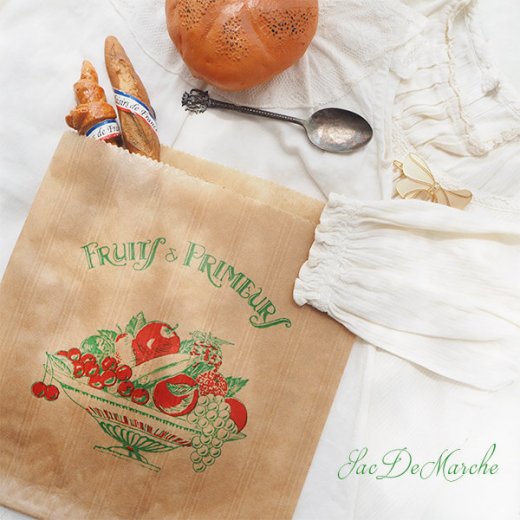 マルシェ袋 フランス 海外市場の紙袋（Fruits & Primeurs）５枚セット