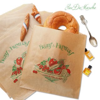 海外マルシェ袋 （市場の紙袋） マルシェ袋 フランス 海外市場の紙袋（Fruits & Primeurs）５枚セット