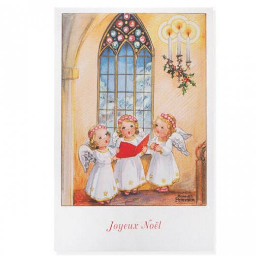 フランス クリスマスポストカード  （Hymne 幼子 賛美歌 天使 ステンドグラス）【画像1】