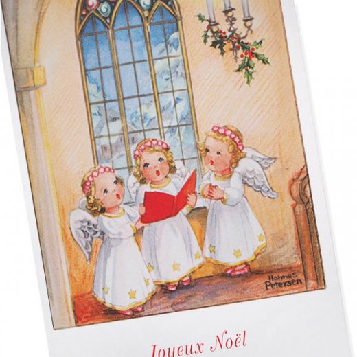 フランス クリスマスポストカード （Hymne 幼子 賛美歌 天使 ステンド