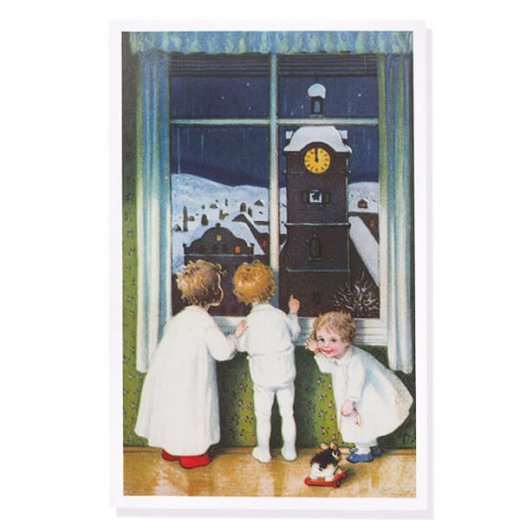 フランス クリスマスポストカード 窓をのぞく幼子 窓辺 （Paysage de fenêtre ）