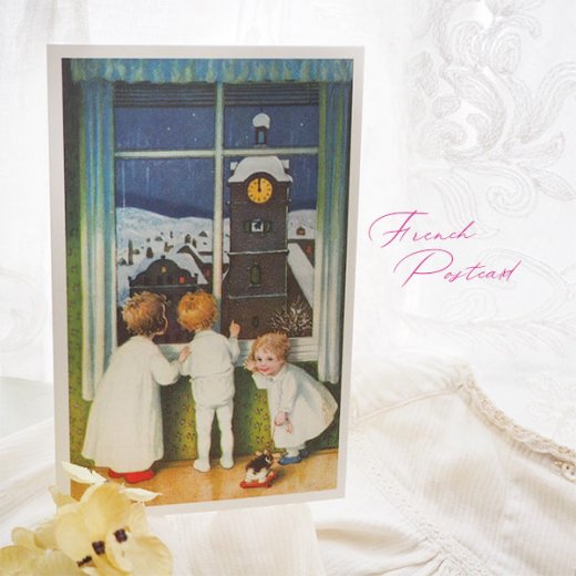 フランス クリスマスポストカード 窓をのぞく幼子 窓辺 （Paysage de fenêtre ）【画像6】