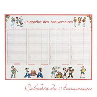 フランス製 壁掛けボード アニバーサリーカレンダー（Calendrier des Anniversaires ローズ 記念日 サックス バイオリン クグロフ）