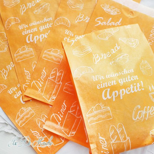 マルシェ袋 ドイツ 海外市場の紙袋（アペティ! オレンジ）５枚セット【画像4】