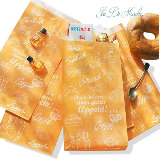 マルシェ袋 ドイツ 海外市場の紙袋（アペティ! オレンジ）５枚セット