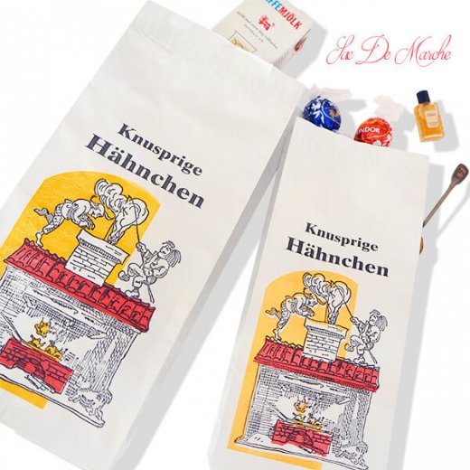 【単品販売】デッドストック マルシェ袋 ドイツ 海外市場の紙袋（サクサク チキン Lサイズ・Mサイズ）