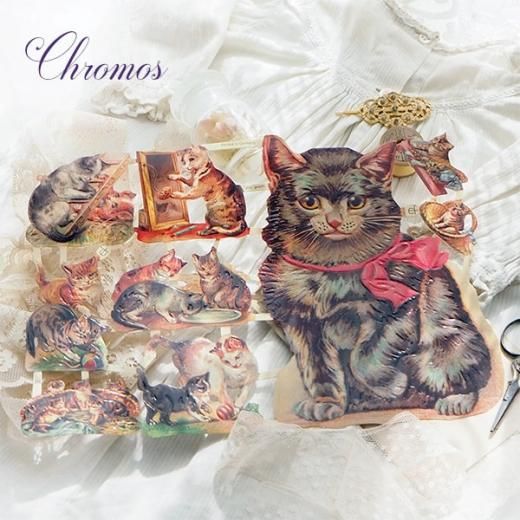 ドイツ クロモス【M】＜猫 リボン ボール遊び いたずら猫＞