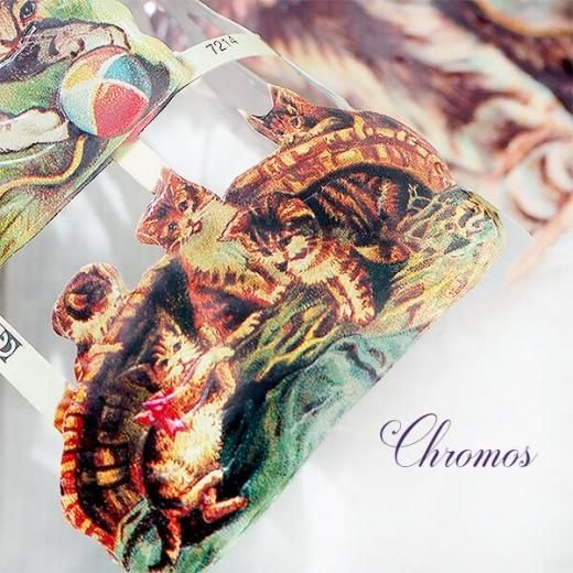 ドイツ クロモス【M】＜猫 リボン ボール遊び いたずら猫＞