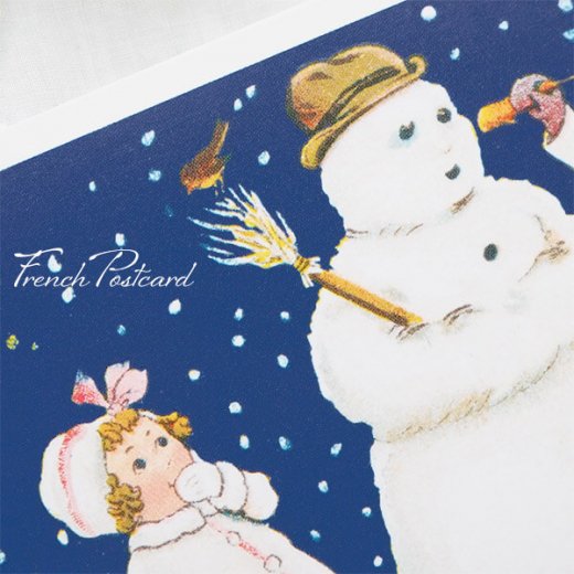 フランス クリスマスポストカード （ 完成 雪だるま！ 幼子 犬）- 海外 絵葉書 ・ 輸入雑貨 Zakka MiniMini