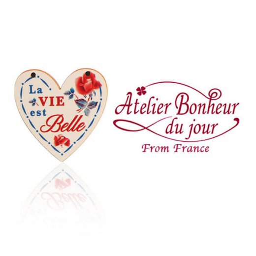 フランス輸入ボタン アトリエ・ボヌール・ドゥ・ジュール【ハート La VIE est Belle 人生は素晴らしい】 【画像1】