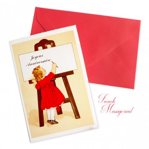 フランス ミニメッセージカード  封筒セット（女の子 Joyeux anniversaire お誕生日おめでとう お祝い）【画像1】