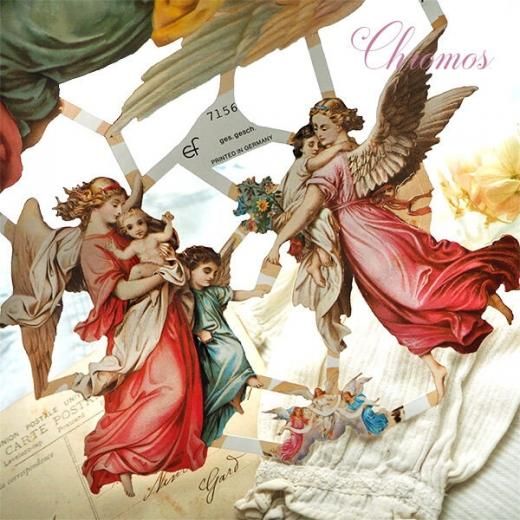 ドイツ クロモス【M】天使 天使の羽 バラ 忘れな草