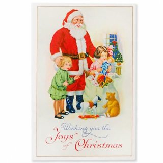 フランス クリスマスポストカード 幼子 プレゼント ベア サンタクロース（Wishing you the Joys' of Christmas）