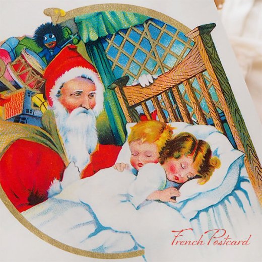 フランス クリスマスポストカード 幼子 プレゼント ベア