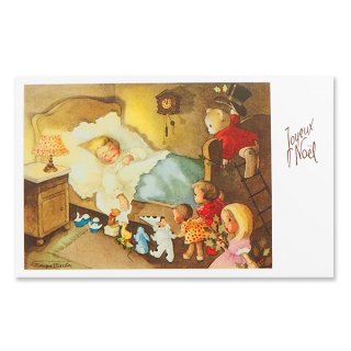 フランス クリスマスポストカード ベア 幼子 アヒル うさぎ（Joyeux Noel R） 