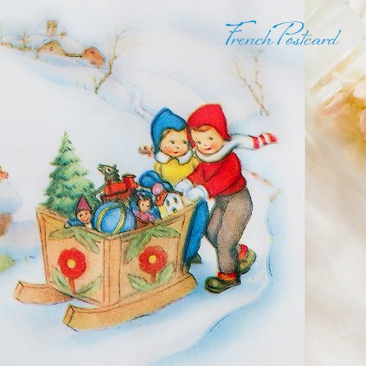 フランス クリスマスポストカード ソリ クリスマスツリー 幼子（Joyeux Noel S） 【画像5】
