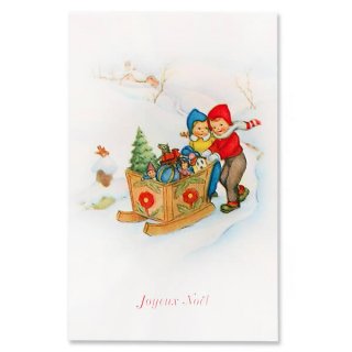 フランス ポストカード/挿絵系 フランス クリスマスポストカード ソリ クリスマスツリー 幼子（Joyeux Noel S） 