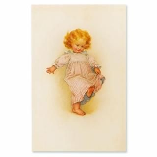 フランス ポストカード 幼子 おしゃまさん ネグリジェ（Fille en