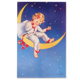 フランスポストカード フランスポストカード  夜空 リボン 星 月 幼子（Reve du ciel）