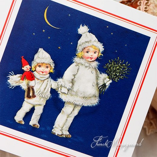 フランス クリスマスメッセージカード 封筒セット  おそろいの服 （Vetements assortis）【画像7】