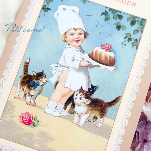 フランス ミニノート 小さなパティシエ クグロフ ケーキ バラ 猫（Le petit patisser）【画像2】