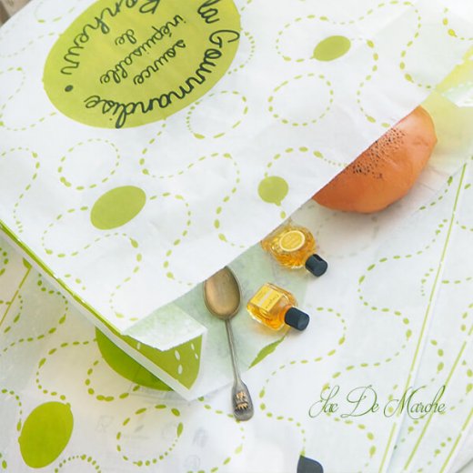 マルシェ袋 フランス 海外市場の紙袋 【特大】（La gourmandise・green）５枚セット【画像8】