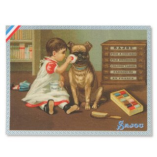フランス SAJOU ポストカード【 犬 幼子 prends soin de ta peau】