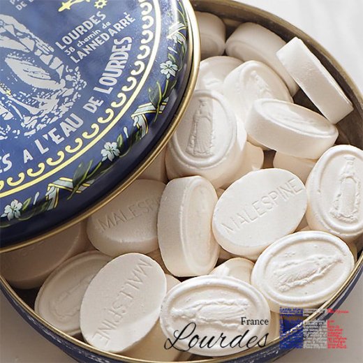 フランス ルルドの泉 キャンディー ラウンド缶（パスティーユルルド Lourdes 聖母マリア 奇跡の聖水）【画像3】
