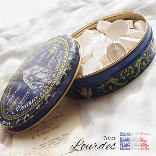 フランス ルルドの泉 キャンディー ラウンド缶（パスティーユルルド Lourdes 聖母マリア 奇跡の聖水）