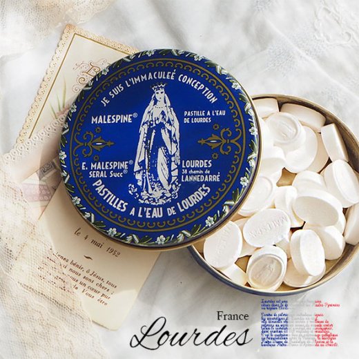 フランス ルルドの泉 キャンディー ラウンド缶（パスティーユルルド Lourdes 聖母マリア 奇跡の聖水）【画像8】