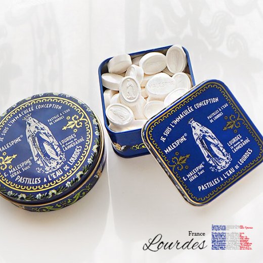  フランス ルルドの泉 キャンディー スクウェア缶（パスティーユルルド Lourdes 聖母マリア 奇跡の聖水）【画像7】