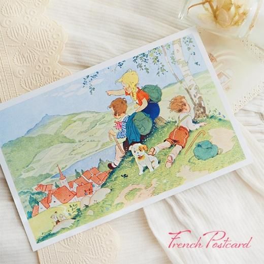 ☆特典⑪☆  ペーパー、ポストカード フランス ポストカード 犬 草原 旅 遠出 小さな冒険（Petite aventure