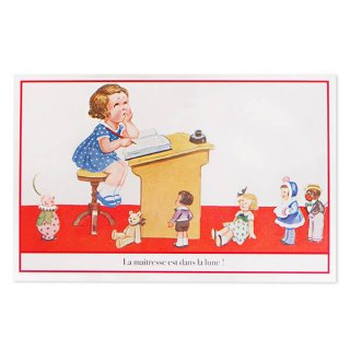 フランス ポストカード 幼子 お人形 ベア ポルカドット フランス語（La 