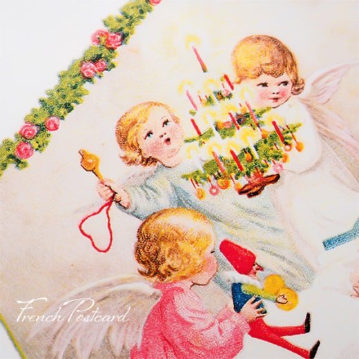  フランス Bigポストカード スクウェア 封筒セット クリスマス 誕生日 生誕 天使 バラ うさぎ 羊（Carte postale carree naissance）【画像3】