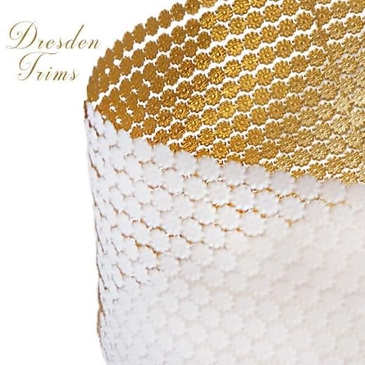 ビンテージドイツドレスデン ドイツ Dresden ドレスデンペーパー ゴールド トリム デイジー 【単品