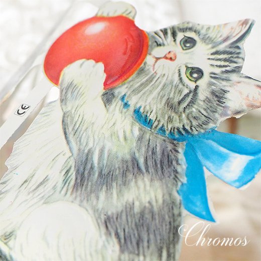 ドイツ クロモス【M】ネコ 子猫 バラ　ハート サックス バイオリン トランペット リボン【画像4】